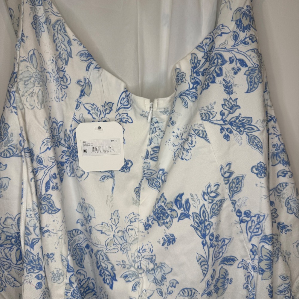 Altar'd State Floral Halter Mini Dress Blue White Toile Fit Flare Size Large - Picture 9 of 10